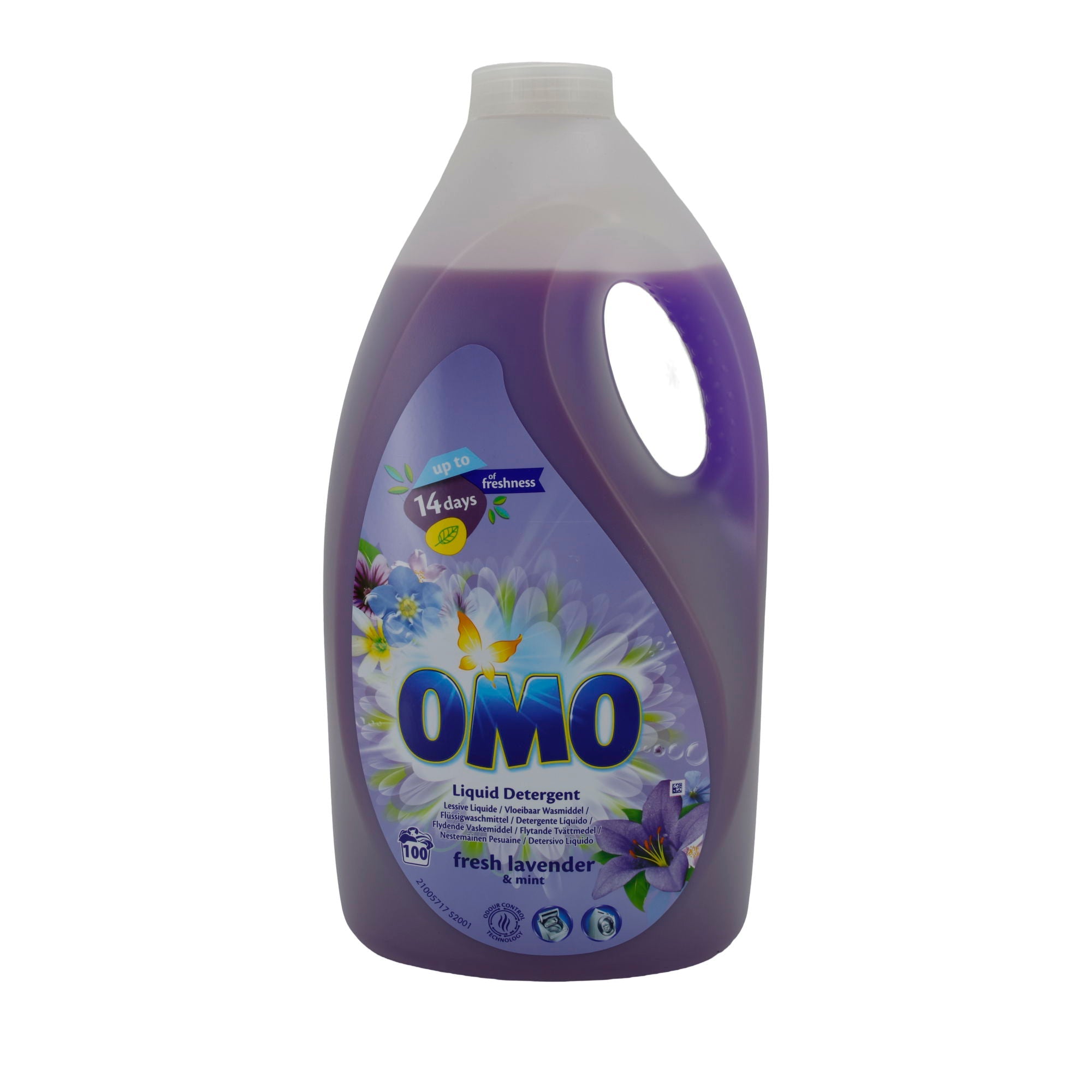Flüssigwaschmittel OMO | Fresh Lavender & Mint | Für bis zu 100 Waschladungen | 5 l OMO